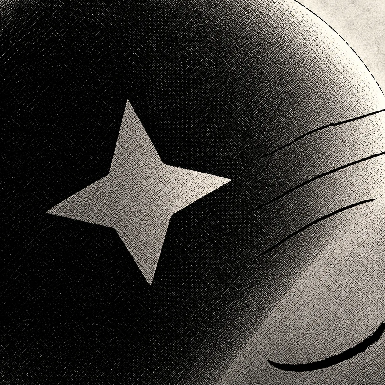 Extreme close-up of the pale star on Starkojak's dark head.
